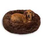 Best Friends by Sheri The Original Calming Donut Dog and Cat Bed in Lux Fur, Dark Brown, Small, 23x23