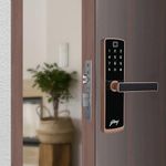 Godrej Smart Lock I Catus Touch Plus I Smart Digital Lock for Wooden Door I 4 in 1 Access I Fingerprint I RFID I PIN Access I Mechanical Key I Rose Gold Finish I 3 Years Warranty