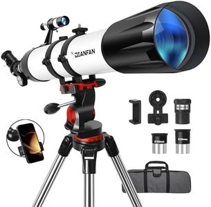 Dianfan Telescope,90mm Aperture 800mm Telescopes for Adults Astronomy,Portable Professional Refractor Telescope for Beginners & Kids,with Stainless Tripod & Phone Adapter,Carry Bag