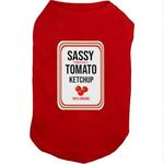 SUEOSU Condiments Shirts for Pet Dogs Cats - Matching Mustard Ketchup Relish Condiments Dog Costumes Tshirts (Small, RED)