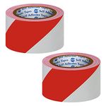 VCR Red & White Floor Marking Tape - 18 Meters in Length 48mm / 02" Width - 2 Rolls Per Pack - Waterproof Social Distancing lane Marking Tape for Safety, Hazard and Caution Warnings