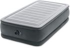 INTEX 64411ED Dura-Beam Deluxe Comfort-Plush Elevated Air Mattress: Fiber-Tech – Twin Size – Built-in Electric Pump – 18in Bed Height – 300lb Weight Capacity