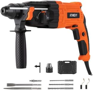 ATHNEVY 1 Inch SDS-Plus Rotary Hammer Drill, 8 Amp 3.0J 4-Function Variable Speed Hammer Drill with Safety Clutch & Reverse Stop, Concrete Demolition Tool Kit with Bits, Chisels & Case