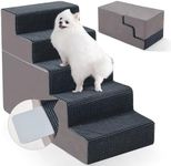 EASYSOAR 5-Step Dog Stairs, 22.5'' H Dog Stairs for High Beds, Non-Slip Bottom Pet Stairs for Small Dogs and Cats, Indoor Pet Steps Dog Ramp for Bed, Grey