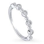 BERRICLE Sterling Silver Bubble Wedding Rings Bezel Set Cubic Zirconia CZ Bead Anniversary Half Eternity Ring for Women, Rhodium Plated Size 4-10, US 8.5, Metal, Cubic Zirconia