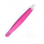 Extreme Shears Precision Slant Eyebrow Tweezers for Women & Men Stainless Steel Tweezers for Eyebrows, Facial Hair & Ingrown Hair Removal Black (Pink)