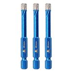 Diamond Drill Bit 6mm,BRSCHNITT 3pcs/Pack 1/4 Inch Diamond Hole Saw Drill Bit for Porcelain Tile Ceramic Stone Granite Marble,Hex Shank Dry Drilling Diamond Core Drill Bit Set