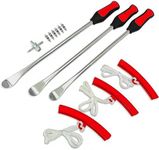 GlideSpark 14.5” Steel Tire Spoons Tool Set - Tire Removal Tool, Motorcycle Tire Changer, Tire Changing Kit with 3 Piece Tire Spoons and Rim Protector, 6 Piece Valve Cores, Dirt Bike Tire Changing Kit