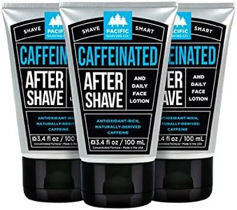 Pacific Shaving Company Caffeinated Aftershave, Men's Grooming Product - Antioxidant Daily Face Lotion + After Shave - Soothing Aloe & Spearmint Post Shave Balm for Sensitive Skin (3.4 Fl Oz, 3 Pack)