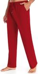 COOFANDY Men's Elastic Waist Sweatpants Casual Loose Fit Track Pant with Pockets Red