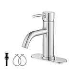 Chrome Bathroom Faucet Hononnice One Hole Single Handle Bathroom Faucets RV Bathroom Vanity Faucet with Pop Up Drain with Overflow and Hose