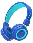 iClever BTH02 Kids Headphones, Kids Wireless Headphones with MIC, 22H Playtime, Bluetooth 5.0 & Stereo Sound, Foldable, Adjustable Headband, Childrens Headphones for iPad Tablet Home School, Blue