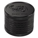 Spespo Herb Grinder, Aluminium Premium Metal Grinder 2.5inch with Embossed Cool Scorpion, 4 Pieces, Large Grinder with Pollen Scraper (Black)