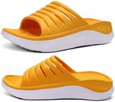 KuaiLu Womens Recovery Sandals Comfortable Plantar Fasciitis Arch Support Ladies Orthopedic Running Sport Slides Open Toe Slip On Thick Athletic Cushion Slippers Summer Beach Sandles Yellow 10