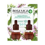 Airwick Botanica Scented Oil, Eucalyptus & Mediterranean Sage, Natural Ingredients, Twin Refill,40 milliliter