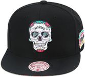 Mitchell & Ness San Antonio Spurs NBA Sugar Skull Snapback Hat Adjustable Cap - Black, Black, One Size