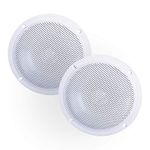 E-Audio Round Ceiling Speaker With Moisture Resistant Dual Cone (PAIR) For Home Shop Office PA Hi-Fi