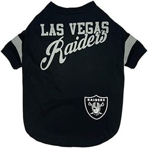 Pets First NFL Las Vegas Raiders T-Shirt Dogs & Cats, Medium. Football Dog Shirt NFL Team Fans. New & Updated Fashionable Stripe Design, Durable & Cute Sports PET TEE Shirt Outfit (OAK-4146-MD)