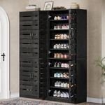 Tribesigns 2 Pack 70.8" Tall Shoe Cabinet with Shutter Doors (Dark Black)