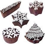 Royal Kraft Rural Shapes Snowflake and Tree Wood Block Print Stamps (Set of 5)