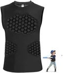 Gracfulcub Baseball Chest Protector Youth Padded Football Shirt, Chest Protector Baseball Youth, Football Padded Shirt for Baseball, Football, T Ball, Lacrosse & Goalies (Black, YXL)