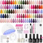 Beetles Gel Nail Polish Kit with U V Light 68PCS Glitter Red Classic Blue Gel Nail kit 35 Colors for Beginners with Everything Gel Manicure Tools Suitable Color Outfits, At Home Gel Polish All Seasons