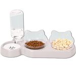 3-In-1 Cat Food And Water Bowl Set, Cat Bowls With Stand, Double Cat Bowls with Water Dispenser For Pet，Food And Water Feeder For Small Medium Dogs Cats