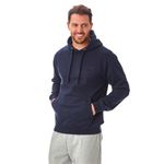 Iron Mountain Mens Soft Fleece Pullover Hooded Hoodie, Reclaimed Yarn Eco Friendly Top, Navy, Large