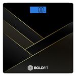 Boldfit Weight Machine for Body Weight Weighing Machine Digital Bathroom Scale for Human Body Weight Measurement Extra Thick Weighing Scale for Home with Large LCD Display 36Months Warranty-BlackGold