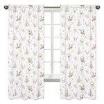 Sweet Jojo Designs Blush Pink, Mint Green and White Boho Window Treatment Panels Curtains for Woodland Deer Floral Collection - Set of 2