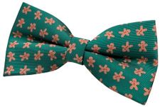 Retreez Christmas Adorable Gingerbread Man Woven Microfiber Pre-tied Bow Tie (5") - Green, Christmas Gift