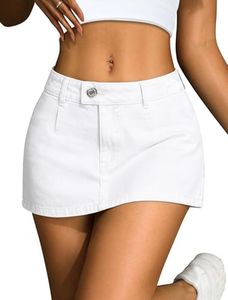 IWD Denim Mini Skirt for Women Low Waisted Jean Micro Skort with Shorts Stretch Casual Jean Skirt White X-Small