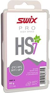 Swix HS07-18 - HIGH Speed Wax - HS7 Violet - 18 to 28 Degrees Fahrenheit - 180g Bar - Fluoro Free - Ski or Snowboard - FIS Approved