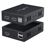 HDMI KVM USB Extender, KVM Over Ethernet, HDMI 1080p 50m Over Cat5e/6, Support Mouse and Keyboard Control Remote Signals