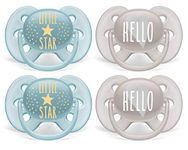 Philips Avent Ultra Soft Pacifier 6-18M, Little Star/Hello, 4 Pack