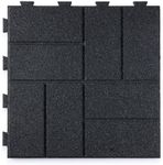 Playsafer Brick Rubber Interlocking Tiles | 16 X 16 | Easy Install for Indoor and Outdoor Use (Dark Gray, 20 Tiles)