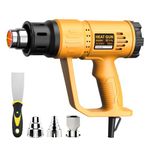 Heat Gun, TAKGIKO 2000W Heavy Duty Hot Air Gun Kit 400℃ & 600℃ Dual Temperature Settings with 4 Attachments Overload Protection for Crafts, Shrink Wrapping/Tubing, Paint Removing