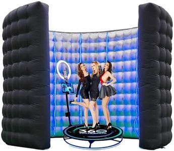 SAYOK 360 Photo Booth Backdrop, 10FT Inflatable Photo Booth Wall with Light, Enclosure, Photoshoot Background Silver Wall for 360 Photo Booth Machine, Wedding, Party, Event, Exhibition