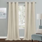 MYSKY HOME Beige Curtain Blackout Room Darkening Thermal Insulated Grommet Solid Curtain for Living Room Kitchen, Set of 1, W42 x L95 Inch