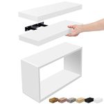 Sorbus Floating Shelves for Wall Set of 3 - Bathroom Shelves for Wall Storage, Over Toilet, Bedroom, Farmhouse, Wall Decor - 2 Floating Shelves with Invisible Brackets & 1 Rectangular Box