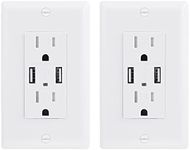 EverElectrix 2 Pack 4.8A Wall Outlet with USB Ports 15Amp Duplex USB Wall Outlets Tamper Resistant USB Outlet Charger, UL Listed, Electrical Outlet with Dual USB Ports, White USB Outlets Receptacles