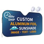 Custom Car Windshield Sun Shade Personalized Front Window Sun Visor Add Your Photo Text Design Foldable Reflective Sun Shield Customize for Most Cars (Medium)