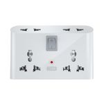 GM 3019 3 Pin Universal Multi Plug Travel Adaptor with 6 AMP for Home Applications, Computers, Laptops | Inbuilt Surge Protector & Power Indicator | 4 Charging Point