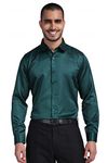 Bowrain Men's Satin Shirt Full Sleeves, (Dark Green), (Extra Large)