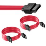 Storite 2 Pack 45cm Straight SATA III Data Cable Compatible for SATA HDD, SSD, CD Driver, CD Writer - Red