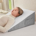 Wedge Pillow for Sleeping, 10 inch Bed Wedge Pillow for Acid Reflux Relief, Sleep Apnea, Snoring, Back Pain Relief, Memory Foam Wedge Pillow for Anti Snoring (Grey & White, 10 inch)