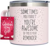 KLUBI Cute Pink Birthday Gifts for Women - Sometimes You Forget Your Awesome Gifts for Women Valentines Day Gifts for Her Gifts for Coworkers College Girl Gift Ideas Boss Day Gifts Valentines Day Mugs