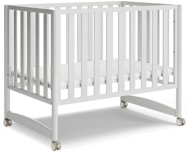 MAMAZING EvoNook 6-in-1 Convertible Mini Crib, 100% New Zealand Solid Wood, 4 Adjustable Mattress Heights, Crib with Mattress, White
