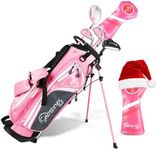 Shorties Golf - Tot Kids Golf Club Set | Perfect for Toddler Golfers and Kids 38"- 42" Tall | EasyCarry Stand Bag | Driver, 30-Degree Hybrid, 7-Iron, Pitching Wedge, Putter | Pink Right Orientation