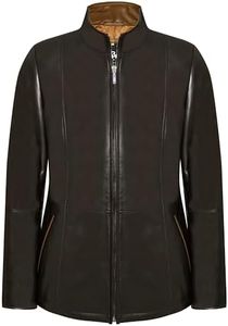 Bigardini Women's Italian Genuine Leather Jacket - Real Lambskin Leather Jacket for Women - Dark Brown (2XL)